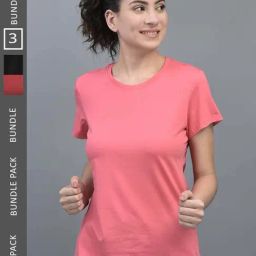 Dollar Pink & Black Cotton Sports T-Shirt - Pack Of 3-image-108