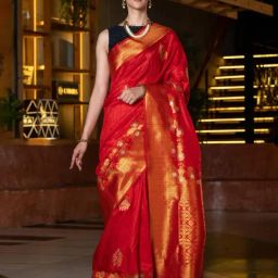 Beatitude Red Zari Weaving Tussar Silk Saree-picture-15