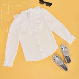 Pantaloons Junior Girls Bright White Solid Full Sleeves Casual Tops & Tees-image-107