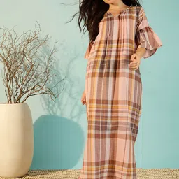 The Kaftan Company Women Striped Pure Cotton Maxi Nightdress-image-24