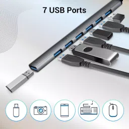 Zebronics Upto 5 Gbps 150 mm High Speed 7-in-1 USB/Type C Multiport Adapter, Zeb-700HB image 2