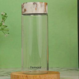 Femora Transprent Borosilicate Glass Water Bottle With Marble Lid (0.5 L) - Set of 2-image-97