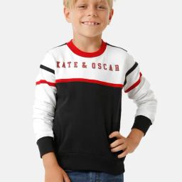 Kate & Oscar Kids Black & White Printed Full Sleeves Sweatshirt-image-33