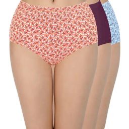 Every De by Amante Blue & Peach Cotton Printed Panties - Pack Of 3-image-91