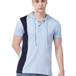 Kalt Sky Blue Regular Fit Hooded T-Shirt-picture-29