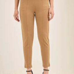 SALT Attire Beige Plain Trousers-image-1