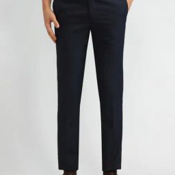 Arrow Navy Slim Fit Checks Trousers-picture-21