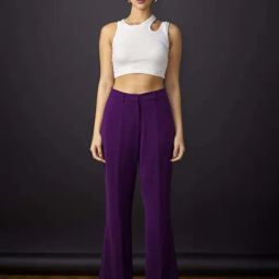 SALT Attire Purple Plain Trousers-image-21