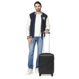 Calvin Klein Midtown Tour Black Textured Hard Cabin Trolley Bag - 53 cm-image-1