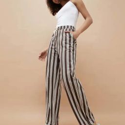 Ginger By Lifestyle Dark Brown Cotton Regular Fit Striped Pyjamas-picture-45