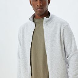 Koton Men Mock Collar Long Sleeves Front-Open Sweatshirt-picture-22