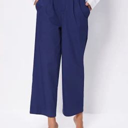 Cover Story Navy Cotton Regular Fit High Rise Trousers-picture-49