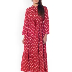 anayna Women Red Printed Fit and Flare Dress-picture-38