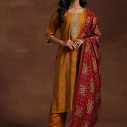 Libas Floral Embroidered Gotta Patti Kurta with Trousers & Dupatta-image-45