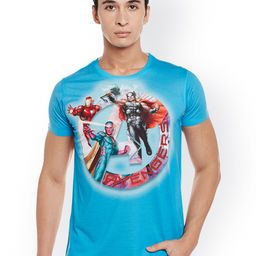 Marvel by Wear Your Mind Men Blue Printed Round Neck T-shirt-image-87