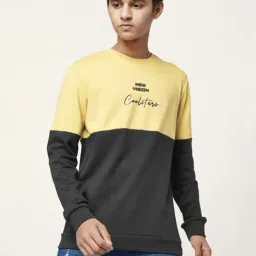 Coolsters by Pantaloons Kids Yellow & Black Cotton Color Block Full Sleeves Sweatshirt-picture-18