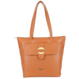 Enoki by Baggit Acto Tan Textured Medium Tote Handbag-image-8