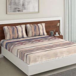 DDecor Sigma Abstract Brown 136 TC Cotton Double Bedsheet with 2 Pillow Covers-85