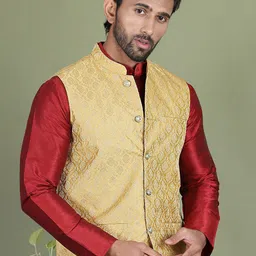 Jompers Men Woven Design Nehru Jacket-5