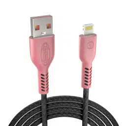 Hadron 2.4A 480 MBPS Pink & Black Lightning USB Cable - 1Mtr-33