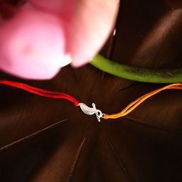 BONKIDS Kids 925 Silver Flute & Peacock Feather Thread Rakhi-image-9