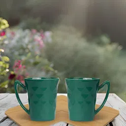Kraftlik Handicraft Green Handcrafted and Hand Painted Printed Ceramic Glossy Mugs Set of Cups and Mugs-image-60
