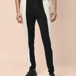 Ajile by Pantaloons Black Slim Fit Colour Block Joggers-image-31
