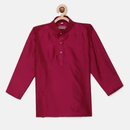 THANGAMAGAN Kids Dark Pink Solid Full Sleeves Kurta-image-95