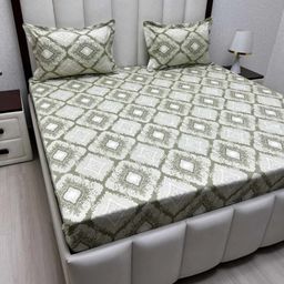 Pure Decor Royal Passion Green Printed Cotton 260 TC Queen Bedsheet Set 2.28 m x 2.54 m-picture-14