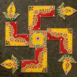 Tiny Shiny Meena Stone Swastik Rangoli-picture-19