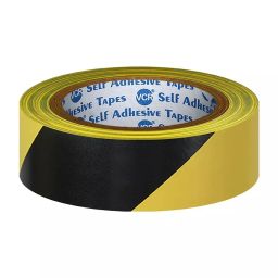 VCR 18 m x 24 mm Waterproof PVC Black & Yellow Floor Marking Tape, 1 Roll Per Pack-image-55