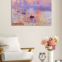 Myntra Elegant Homes Orange & Blue Coastal Sunrise Canvas Wall Art-image-1