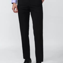 Peter England Elite Black Slim Fit Trousers-image-12