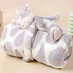 KICKS & CRAWL Grey & White Geometric 210 GSM Single Bed Blanket-image-54