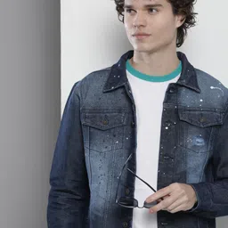 The Indian Garage Co Men Blue Woven Denim Jacket-picture-10