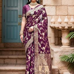 Anouk Rustic Woven Design Floral Banarasi Art Silk Saree With Blouse Piece-image-52