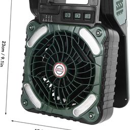 BLURISM 1200mAh Solar Fan & Portable Camping Fan with Lantern Rechargeable Battery Operated, 20H Run Time Max, 8H Timer, 90° Adjustable Portable 48H LED Light for Picnic, Hurricane, Fishing image 2