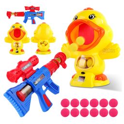Fiddlerz Hungry Duck Feeding Game Toy Guns Shooting Games With Electronic Target With Lcd Score Record Sound 12 Soft Foam Balls Toys - Yellow-10