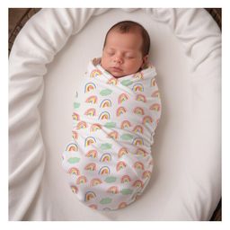 Moms Home Organic Cotton Baby Muslin Swaddle Rainbow - Multicolour-image-64