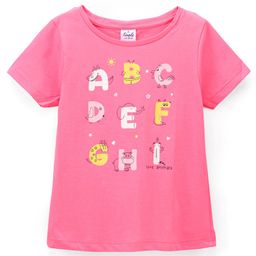 Simply Cotton Sinker Half Sleeves Top Alphabet Print - Pink-image-69