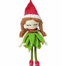 happy threads Handcrafted Amigurumi  Christmas Soft Toy- Girl Elf-picture-1