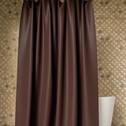 Kuber Industries Shower Curtain Shelf Lining PVC Curtain for Bathroom Shower Curtain for Bathroom Bathroom Shower Curtain with Hooks 7 Feet Brown-image-5
