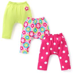Babyhug Interlock Full Length Diaper Leggings Floral & Polka Dots Print Pack of 3 - Multicolour-image-60