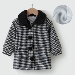 Kookie Kids Full Sleeves Printed Sweat Jacket With Peter Pan Collar & Pom Pom Applique - Black-image-77