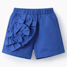 Mark & Mia Cotton Shorts with Frill Detailing & Bow Applique - Blue-image-57