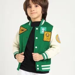 Somersault Full Sleeves Champion Text Patch Detailed Jacket - Green-picture-1
