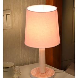 Homesake Pinewood Table Lamps Nightstand Fabric Linen Lampshade Desk Morden Minimalist Bedside Bedroom Nightstand Lamp Pink-picture-8