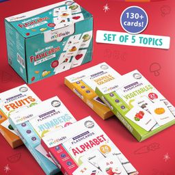 Intelliskills Bright Minds Set of 5 Flashcards | Alphabet, Numbers, Shapes & Colours, Fruits, Vegetables | Multicoloured | Early Learning | Sparks Curiosity & Creativity | For Gifting | Educator Recommended | BIS Certified-30