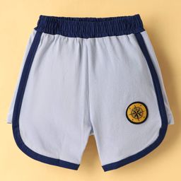 Tango Single Jersey Above Knee Length Shorts With Patch Detailing - Light Blue-image-67