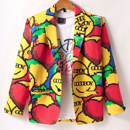 Dapper Dudes Full Sleeves Good Boy Text Printed Blazer With Tee - Yellow-image-64